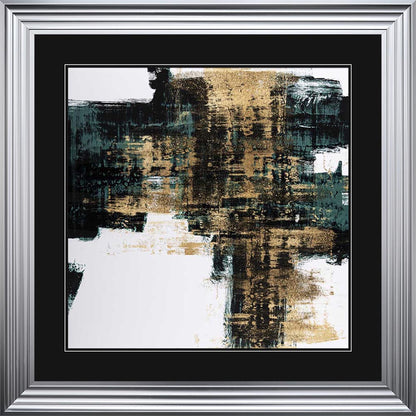 Infatuation Gold On Teal 2 with Black Mount Framed Wall Art
