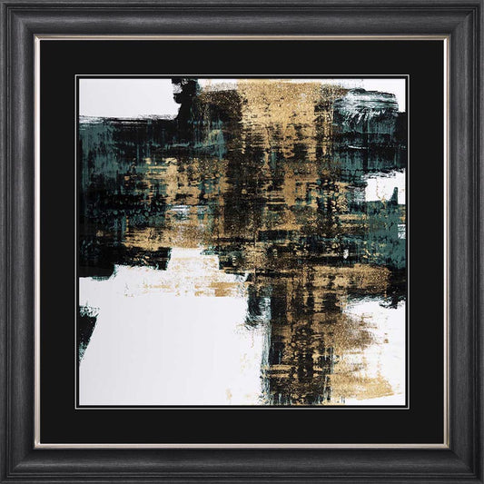 Infatuation Gold On Teal 2 with Black Mount Framed Wall Art