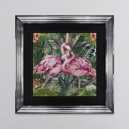 Jungle Love Flamingo with Black Mount Framed Wall Art