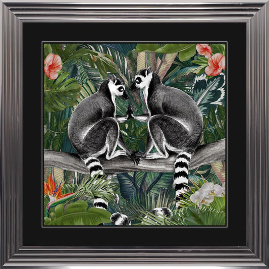 Jungle Love Lemur with Black Mount Framed Wall Art