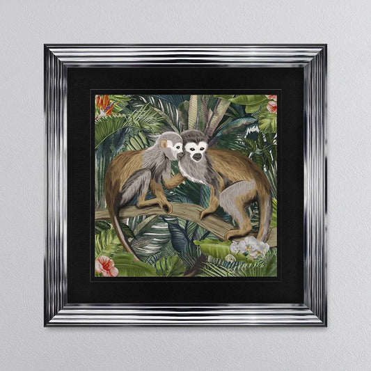 Jungle Love Monkey with Black Mount Framed Wall Art