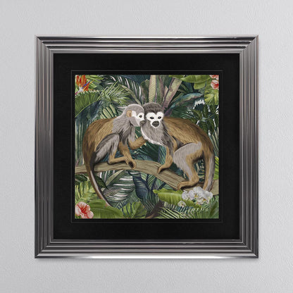 Jungle Love Monkey with Black Mount Framed Wall Art