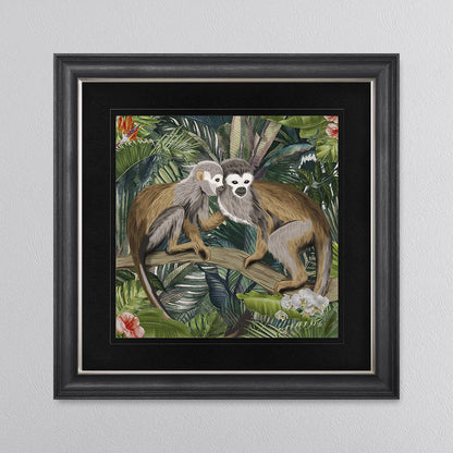 Jungle Love Monkey with Black Mount Framed Wall Art