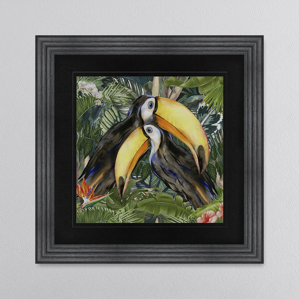 Jungle Love Toucan with Black Mount Framed Wall Art