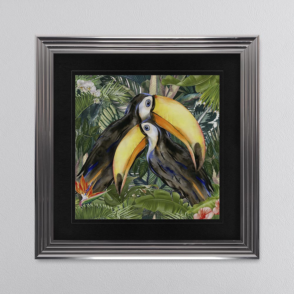 Jungle Love Toucan with Black Mount Framed Wall Art