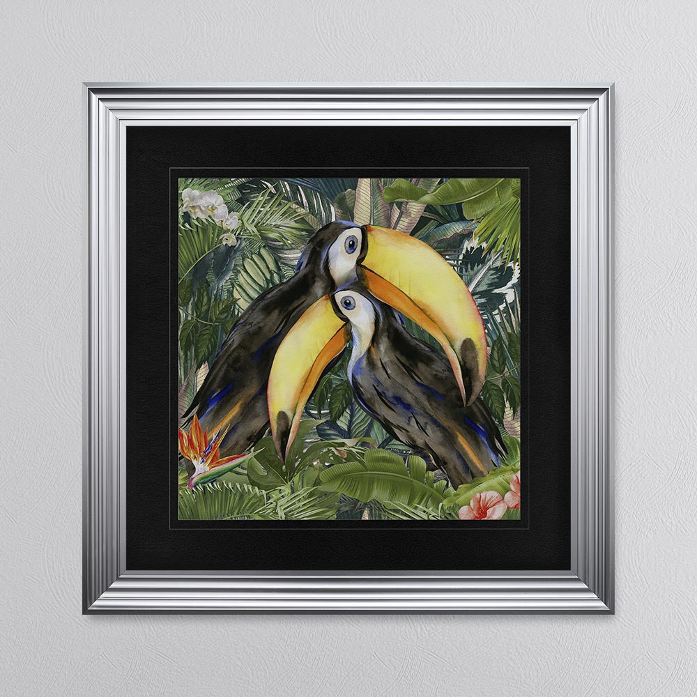 Jungle Love Toucan with Black Mount Framed Wall Art