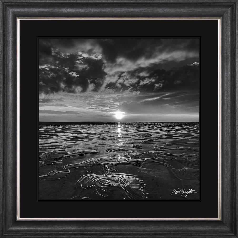 Stormy Sunset In Black And White with Black Mount Framed Wall Art