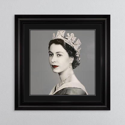 Queen Elizabeth II with Black Mount Framed Wall Art