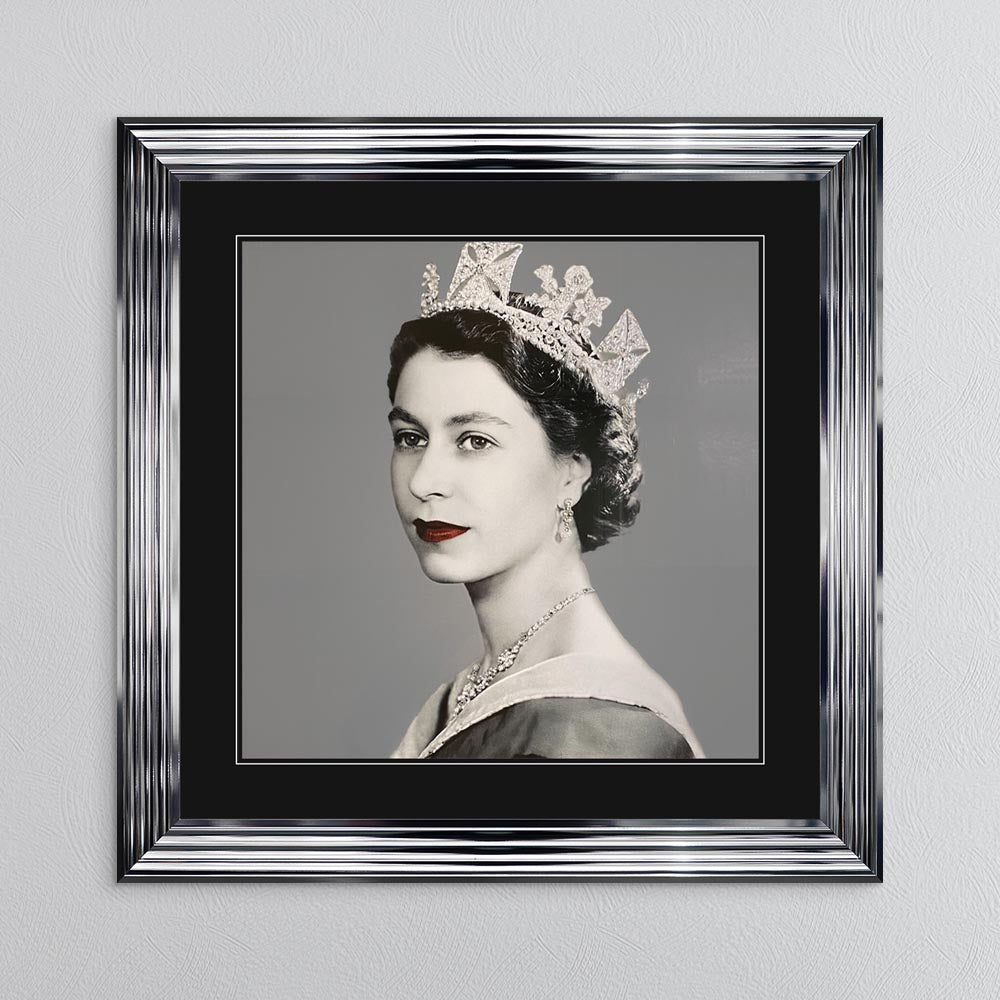 Queen Elizabeth II with Black Mount Framed Wall Art