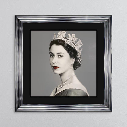 Queen Elizabeth II with Black Mount Framed Wall Art