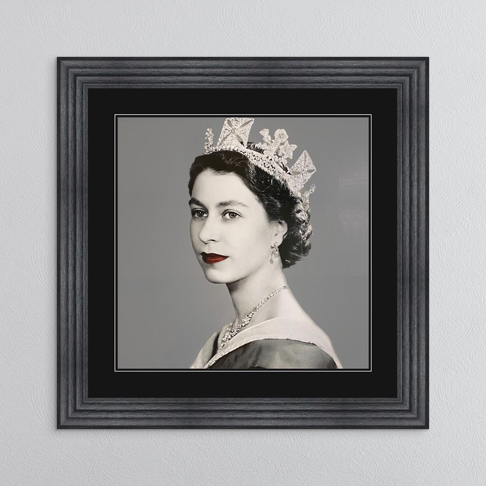 Queen Elizabeth II with Black Mount Framed Wall Art