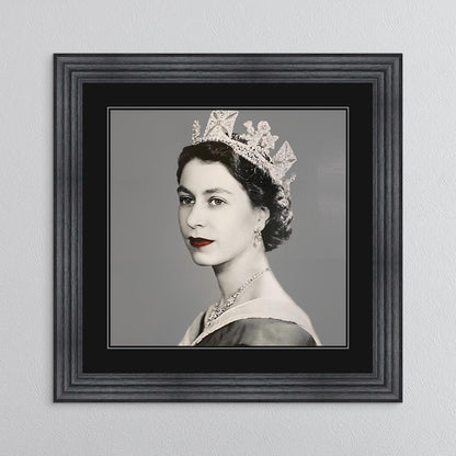 Queen Elizabeth II with Black Mount Framed Wall Art