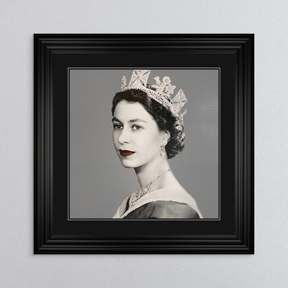 Queen Elizabeth II with Black Mount Framed Wall Art