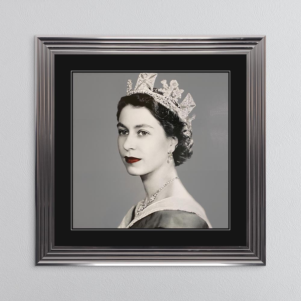 Queen Elizabeth II with Black Mount Framed Wall Art