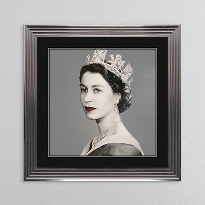 Queen Elizabeth II with Black Mount Framed Wall Art