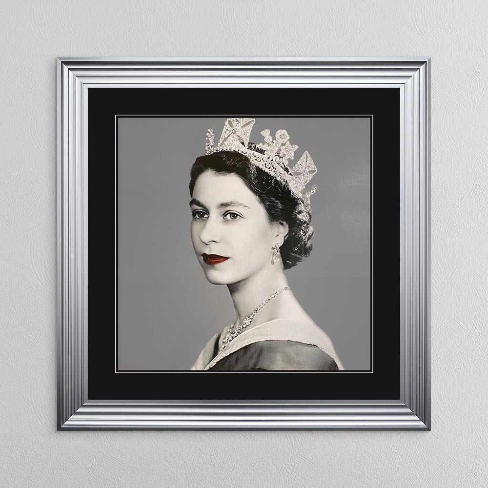 Queen Elizabeth II with Black Mount Framed Wall Art