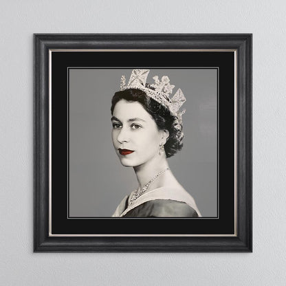 Queen Elizabeth II with Black Mount Framed Wall Art