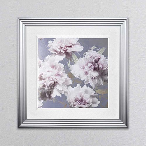 Peony Flowers 1 with White Mount Framed Wall Art