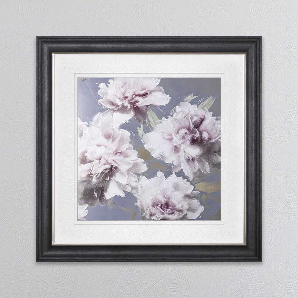 Peony Flowers 1 with White Mount Framed Wall Art