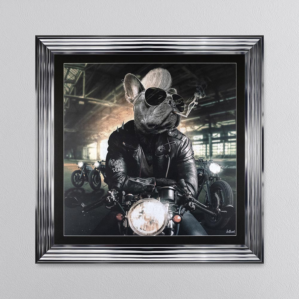 Motorbike Frenchie Framed Wall Art