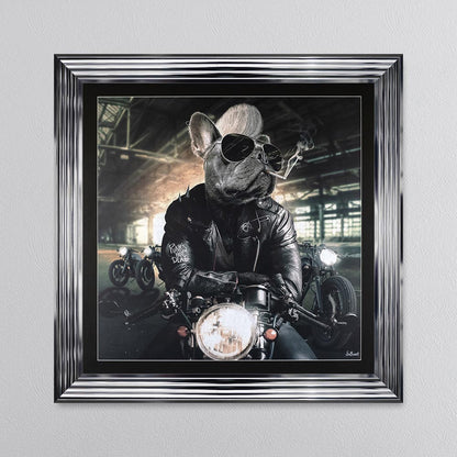 Motorbike Frenchie Framed Wall Art