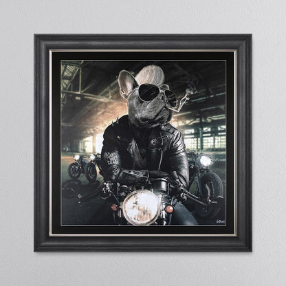 Motorbike Frenchie Framed Wall Art