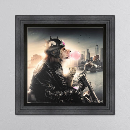 Motorbike Lion Framed Wall Art