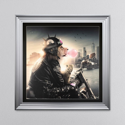 Motorbike Lion Framed Wall Art