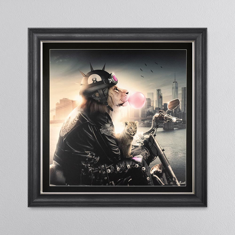 Motorbike Lion Framed Wall Art