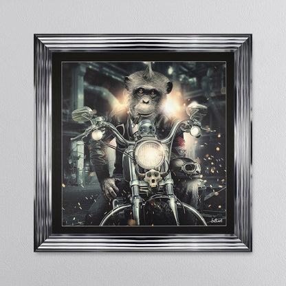 Motorbike Monkey Framed Wall Art