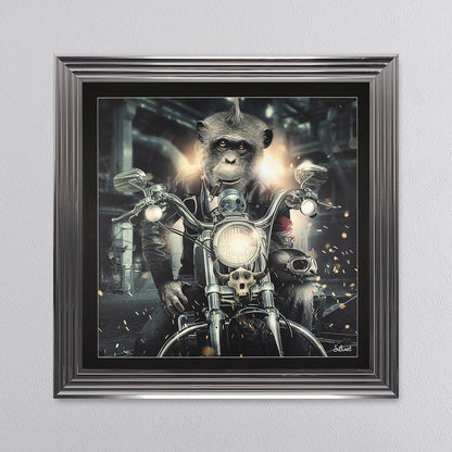Motorbike Monkey Framed Wall Art