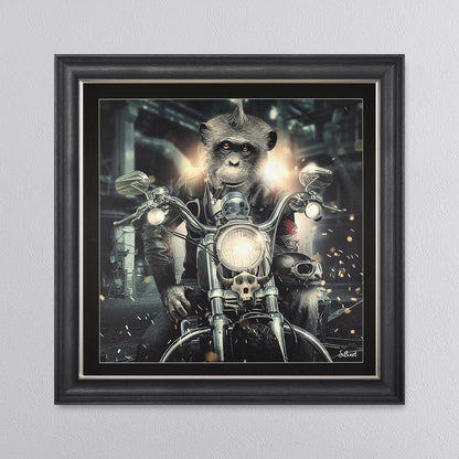Motorbike Monkey Framed Wall Art