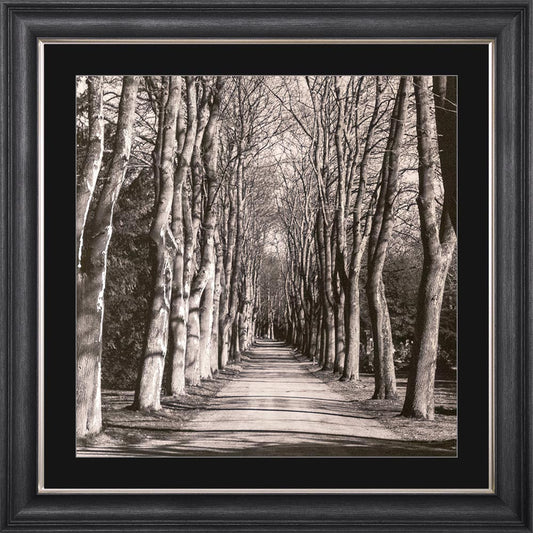 Mono Path with Silver Foil Embellishment - with Black Mount Framed Wall Art