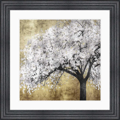 Silver Blossoms with White Mount Framed Wall Art