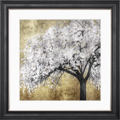 Silver Blossoms with White Mount Framed Wall Art