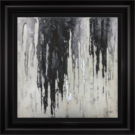 Abstract Black & Silver Dripping Keys No. 2 with Black Mount Framed Wall Art
