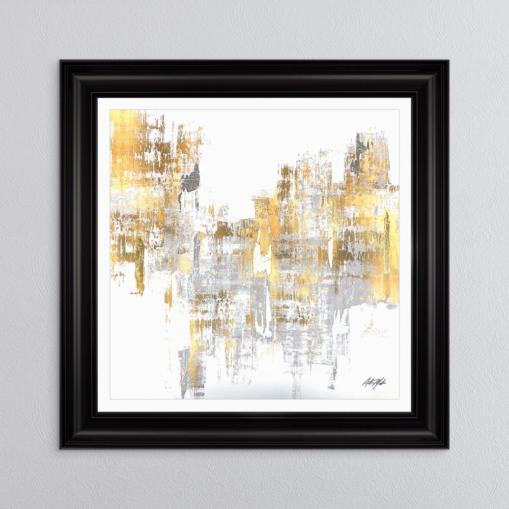 Silver & Gold No. 1 with White Mount Framed Wall Art