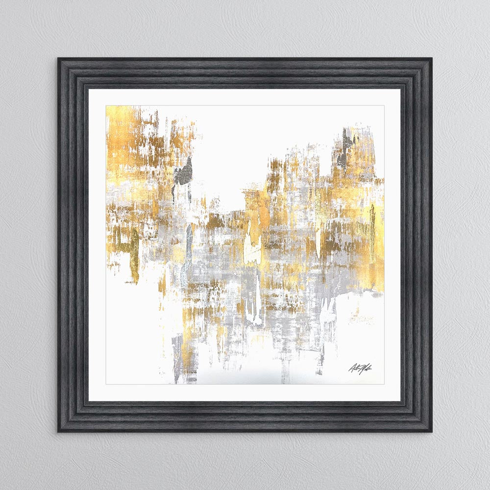 Silver & Gold No. 1 with White Mount Framed Wall Art