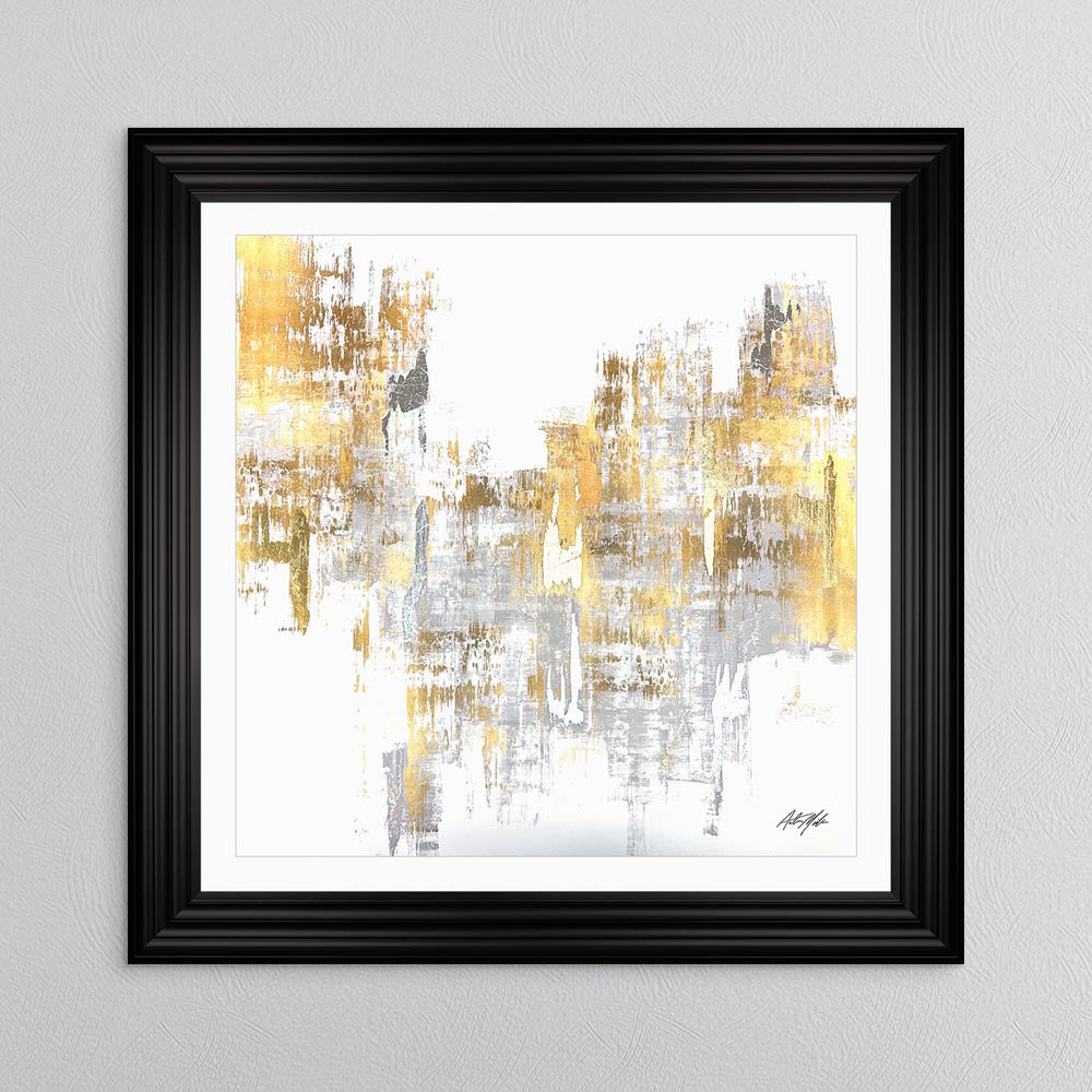 Silver & Gold No. 1 with White Mount Framed Wall Art