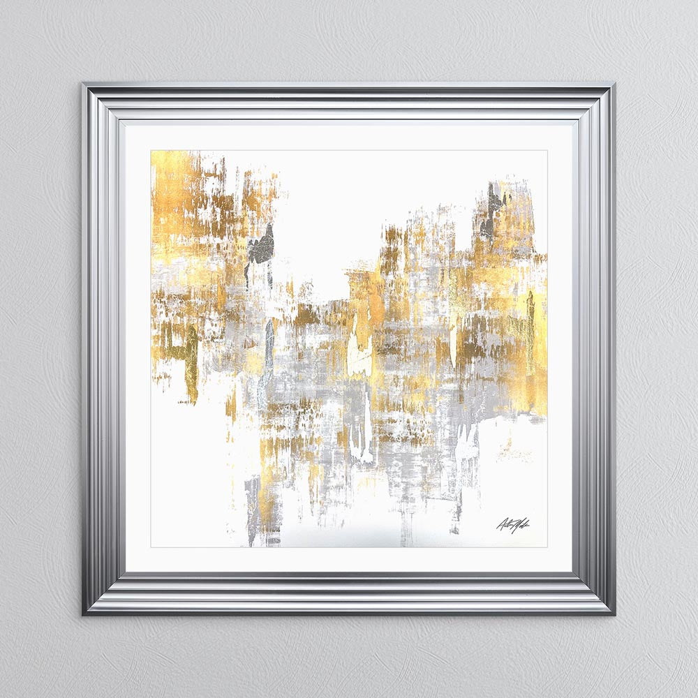 Silver & Gold No. 1 with White Mount Framed Wall Art