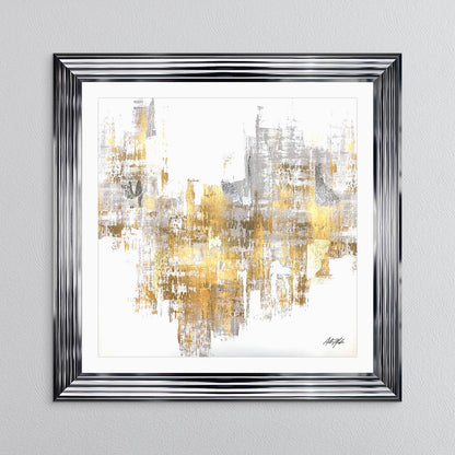 Silver & Gold No. 2 with White Mount Framed Wall Art