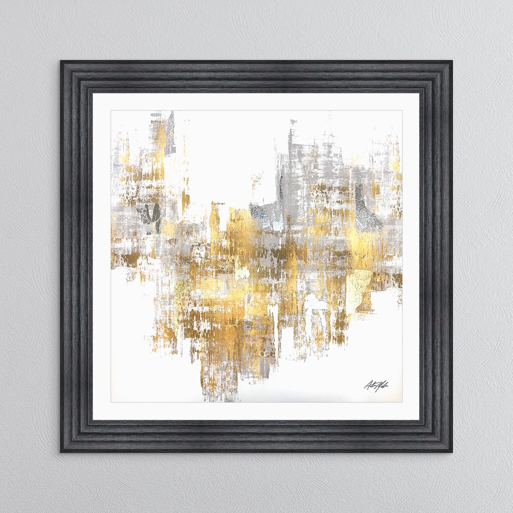 Silver & Gold No. 2 with White Mount Framed Wall Art