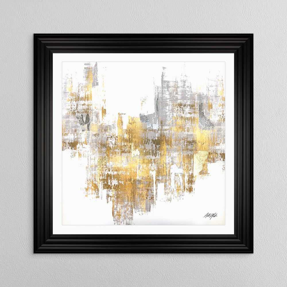 Silver & Gold No. 2 with White Mount Framed Wall Art