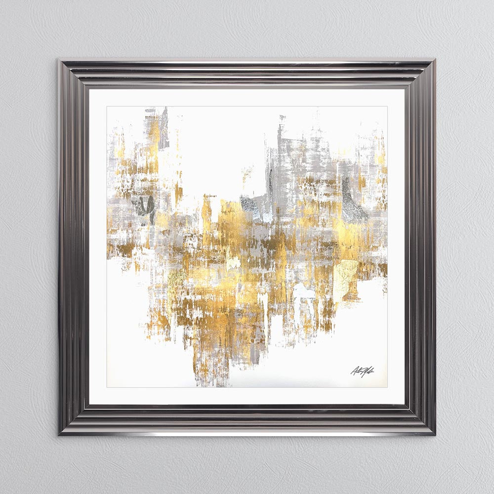 Silver & Gold No. 2 with White Mount Framed Wall Art