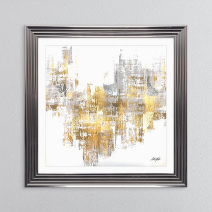 Silver & Gold No. 2 with White Mount Framed Wall Art