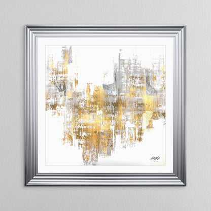 Silver & Gold No. 2 with White Mount Framed Wall Art