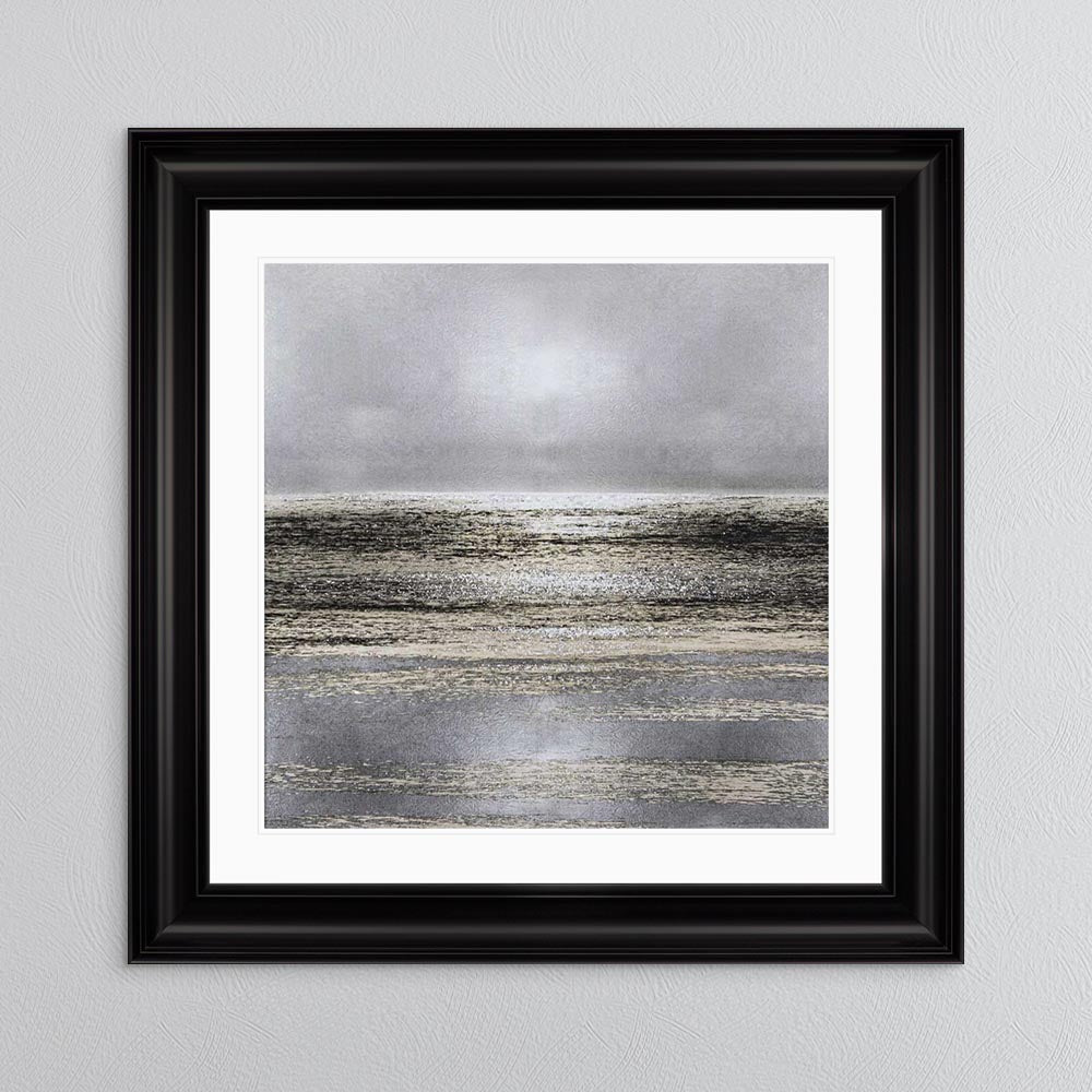 Silver Seascape 1 with White Mount Framed Wall Art