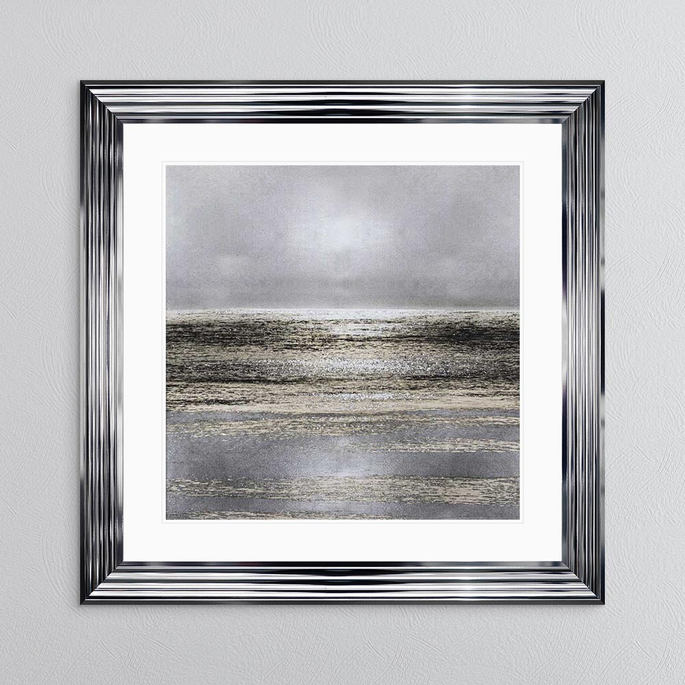 Silver Seascape 1 with White Mount Framed Wall Art