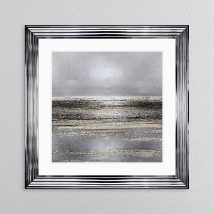 Silver Seascape 1 with White Mount Framed Wall Art