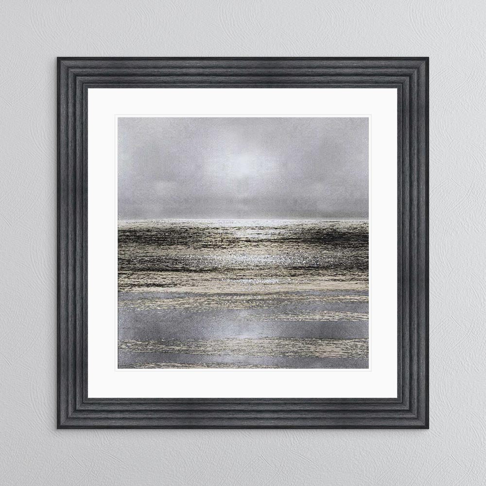 Silver Seascape 1 with White Mount Framed Wall Art